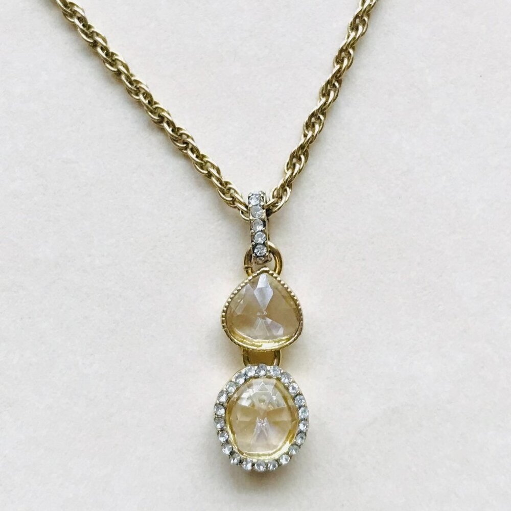 Monet Vintage Gold Statement Pendant Necklace – Gem Accent Jewelry